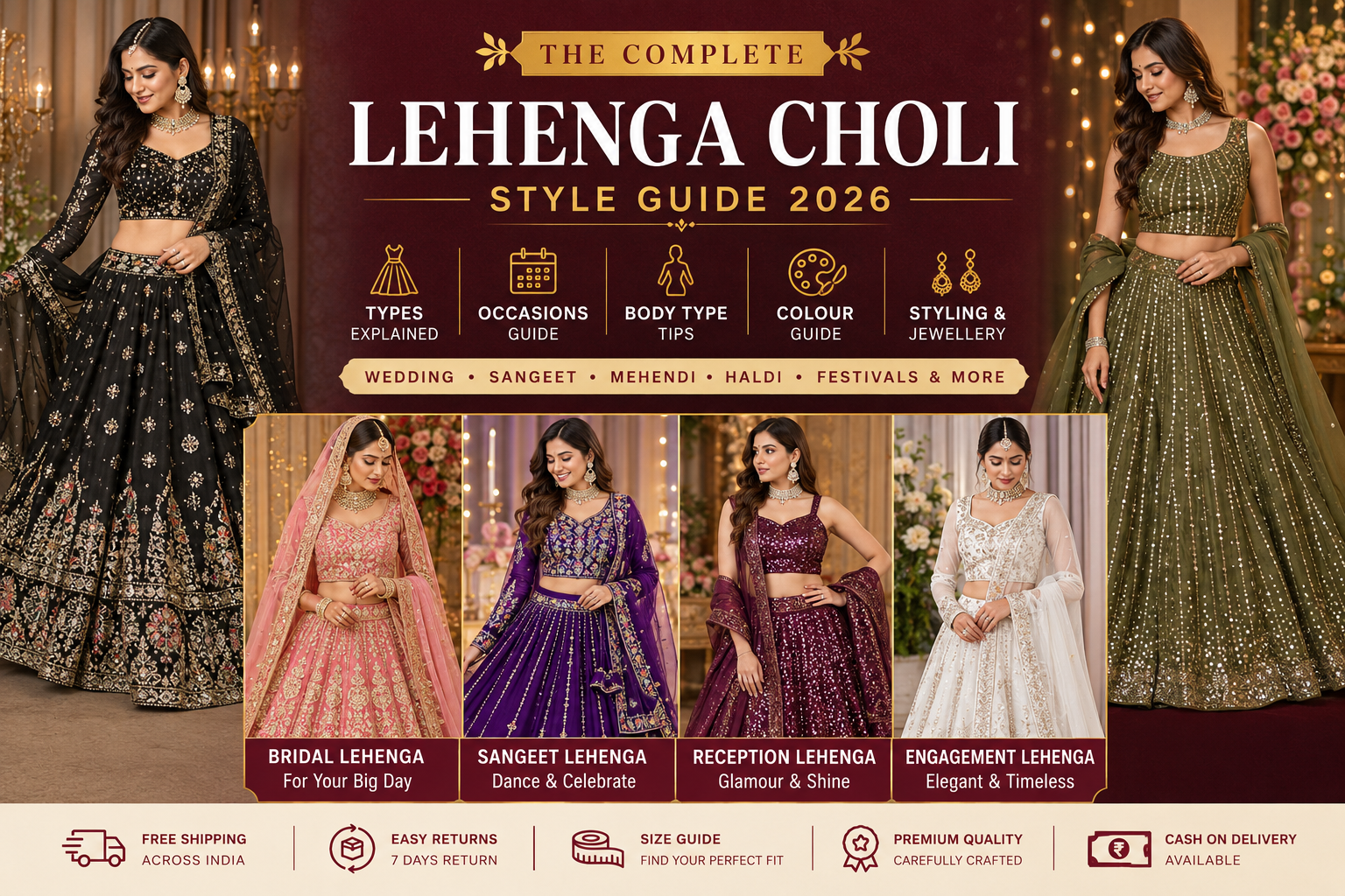 Lehenga choli styles for weddings and festive occasions