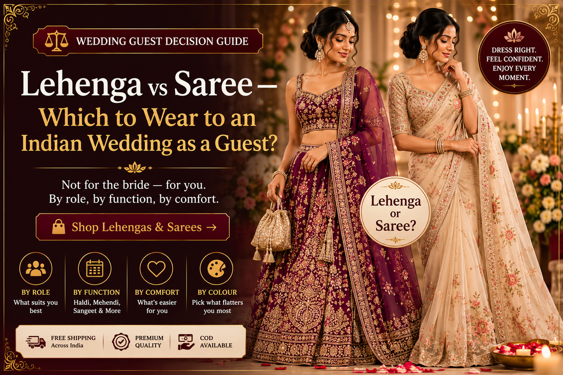 Lehenga vs Saree: The Complete Wedding Guest Guide