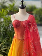 Exclusive Corset Lehenga - Fire Ombre