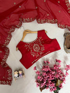 Chinon Kurti Blouse Pant & Dupatta Set |  Wedding Ethnic Wear