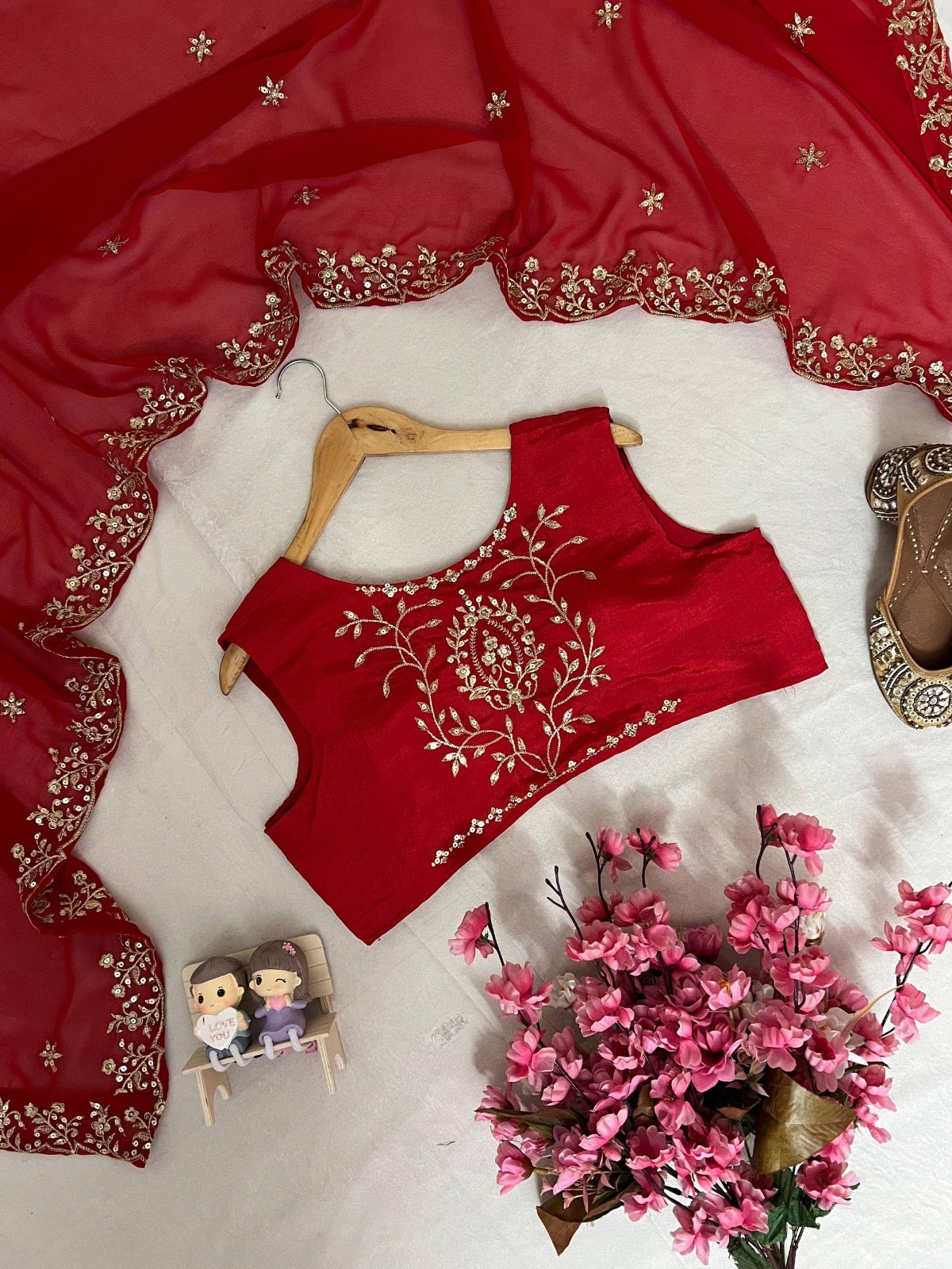 Chinon Kurti Blouse Pant & Dupatta Set |  Wedding Ethnic Wear