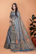 This elegant grey saree showcases Saree