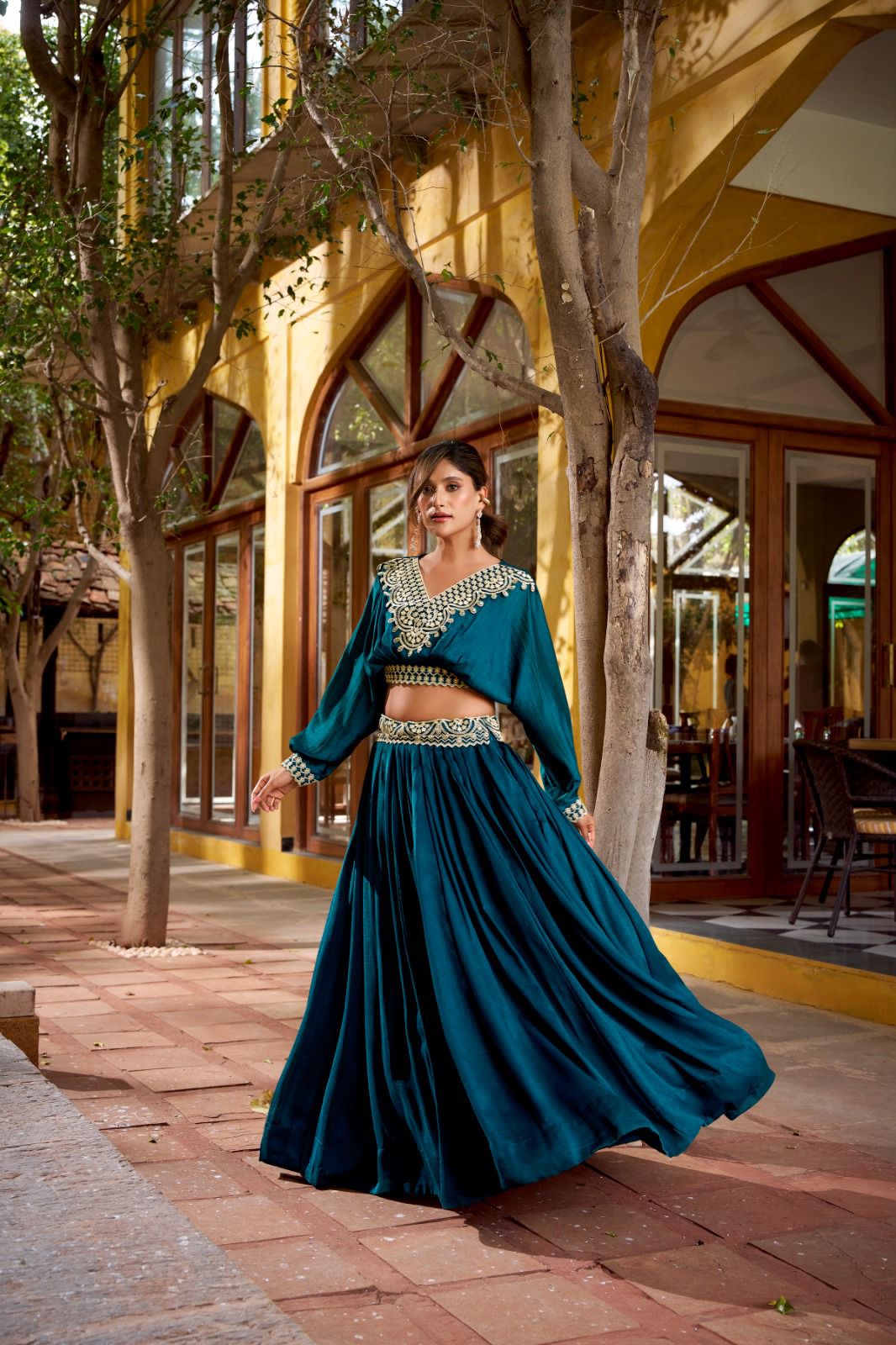 Aarohi Designer Vichitra Silk Co-ord Set with Lehenga Style