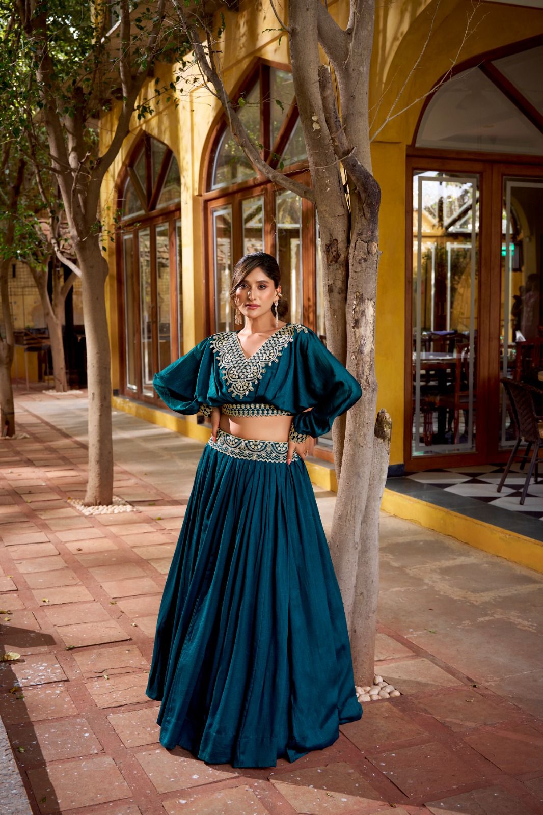 Aarohi Designer Vichitra Silk Co-ord Set with Lehenga Style
