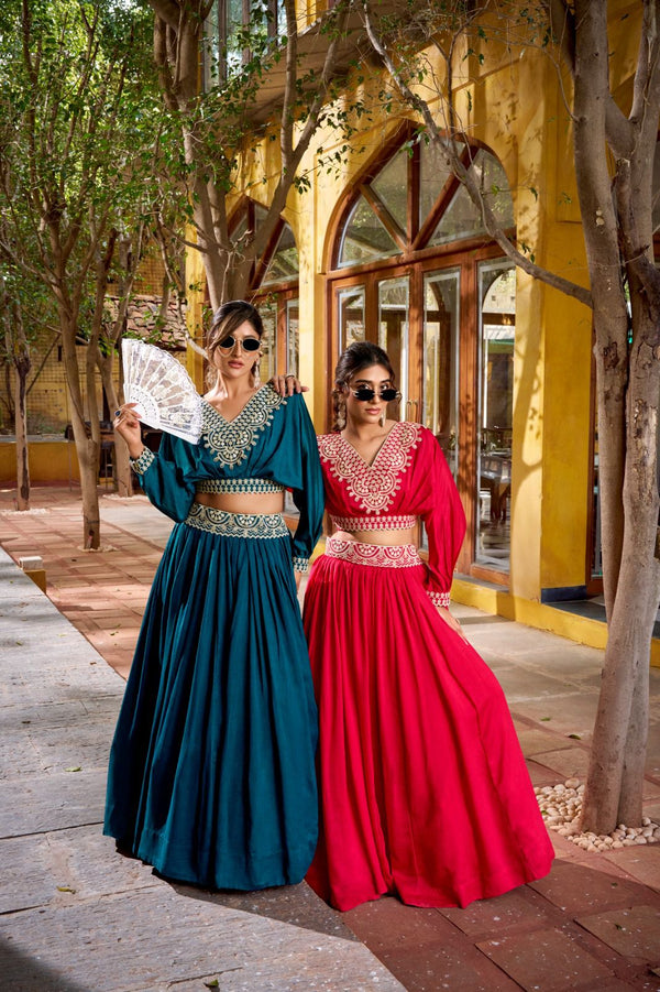 Aarohi Designer Vichitra Silk Co-ord Set with Lehenga Style