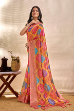 The pink zari border and Saree