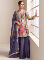 Noor Mahal Suit Set Digital Print With Embroidered Work