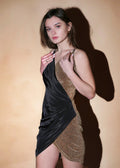 Classie Black & Golden Wrap Style Dress - Snyvia