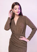 Golden and Sparkly Bodyfit One Piece Dress