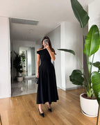 Elegant Slope Neck Slim Fit Dress