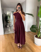 Elegant Slope Neck Slim Fit Dress