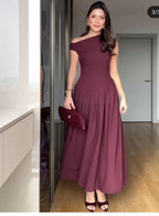 Elegant Slope Neck Slim Fit Dress