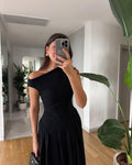 Elegant Slope Neck Slim Fit Dress