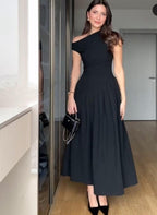 Elegant Slope Neck Slim Fit Dress