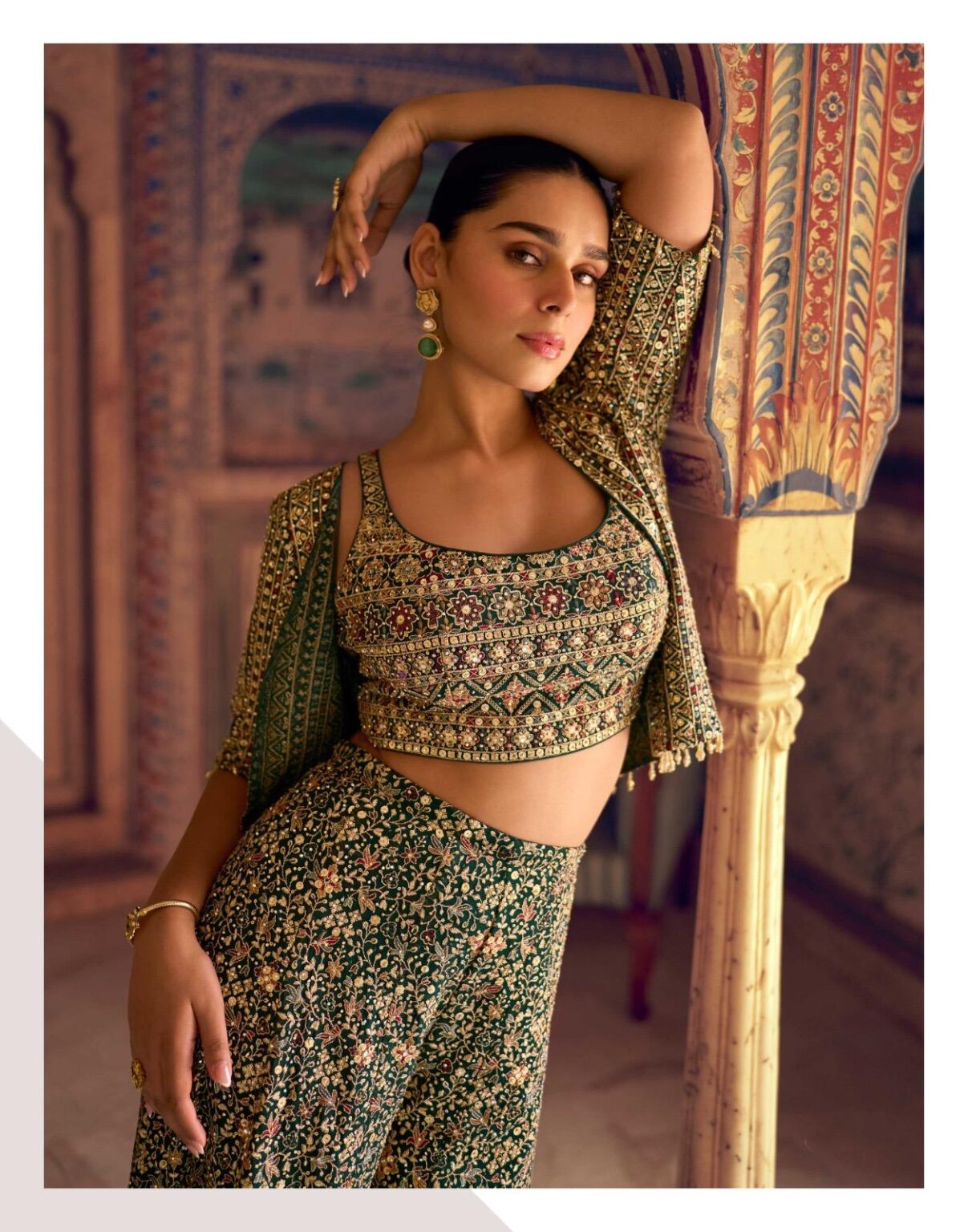 Mehfil Top with Shrug and Palazzo Complete Designer Set