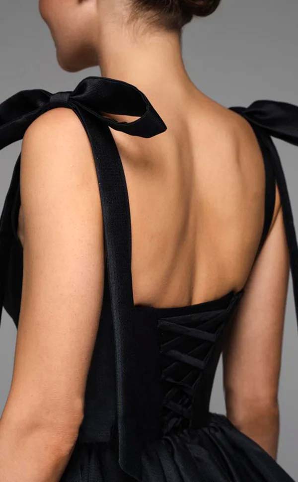 Black Bow Frock Mini Dress