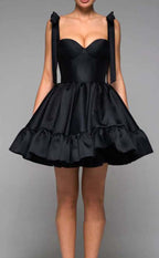 Black Bow Frock Mini Dress