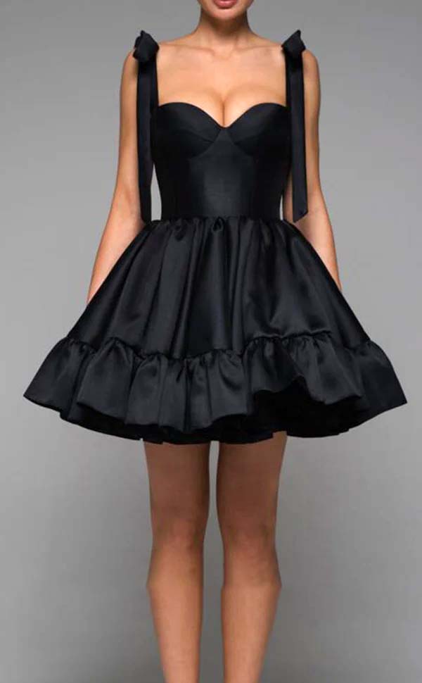 Black Bow Frock Mini Dress