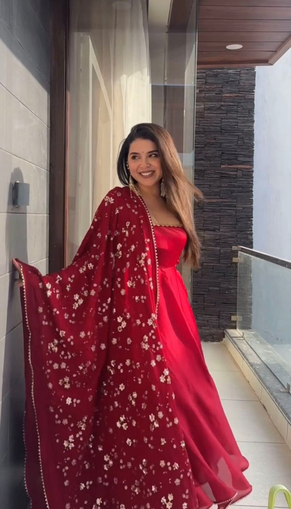 Aafreen Anarkali Suit with Dupatta, entry-level anarkali for women at Snyvia