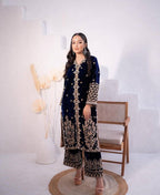 Nazakat Embroidered Velvet Kurta Set