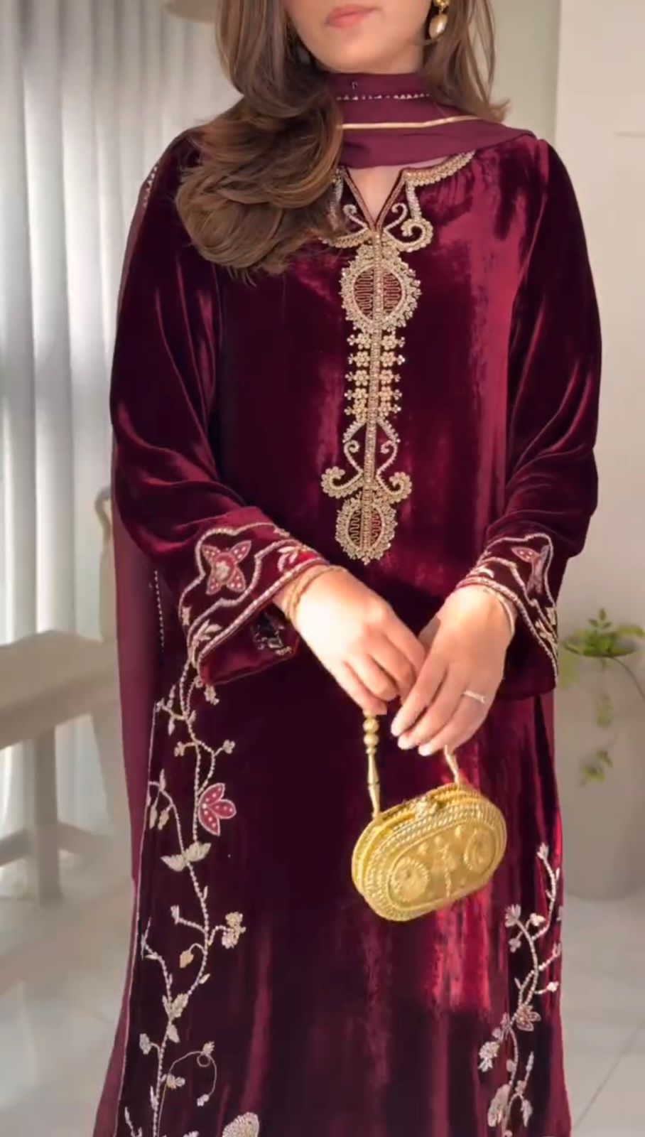 Trending Velvet Kurta Plazzo Set with Dupatta