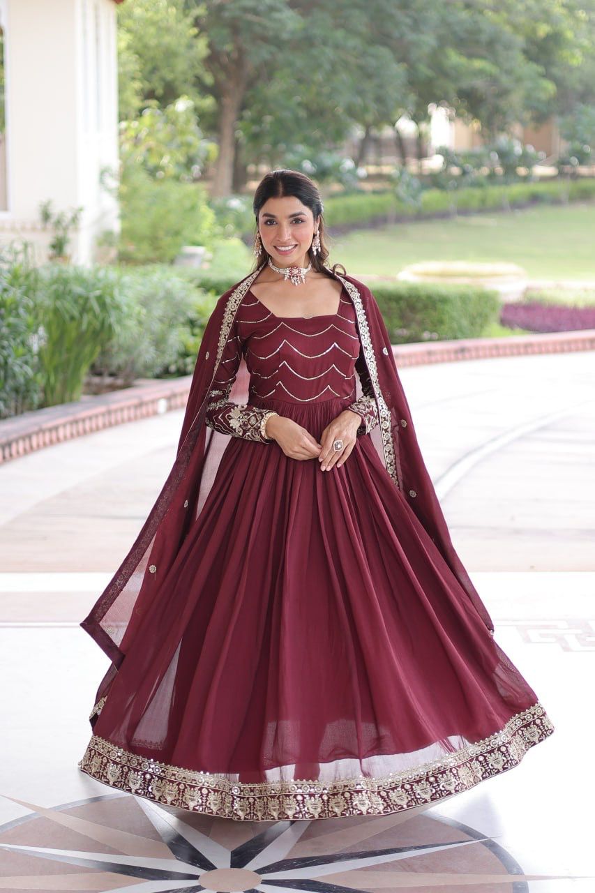 Premium Embroidery Anarkali Gown – Festive Wear
