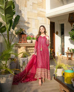 Designer Party Wear Gown with Pant & Dupatta Set