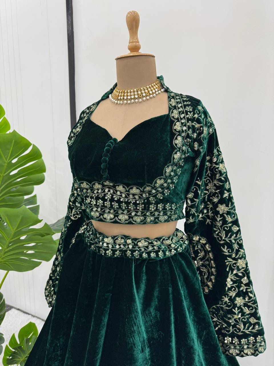 Royal Velvet Anarkali with Detailed Embroidery