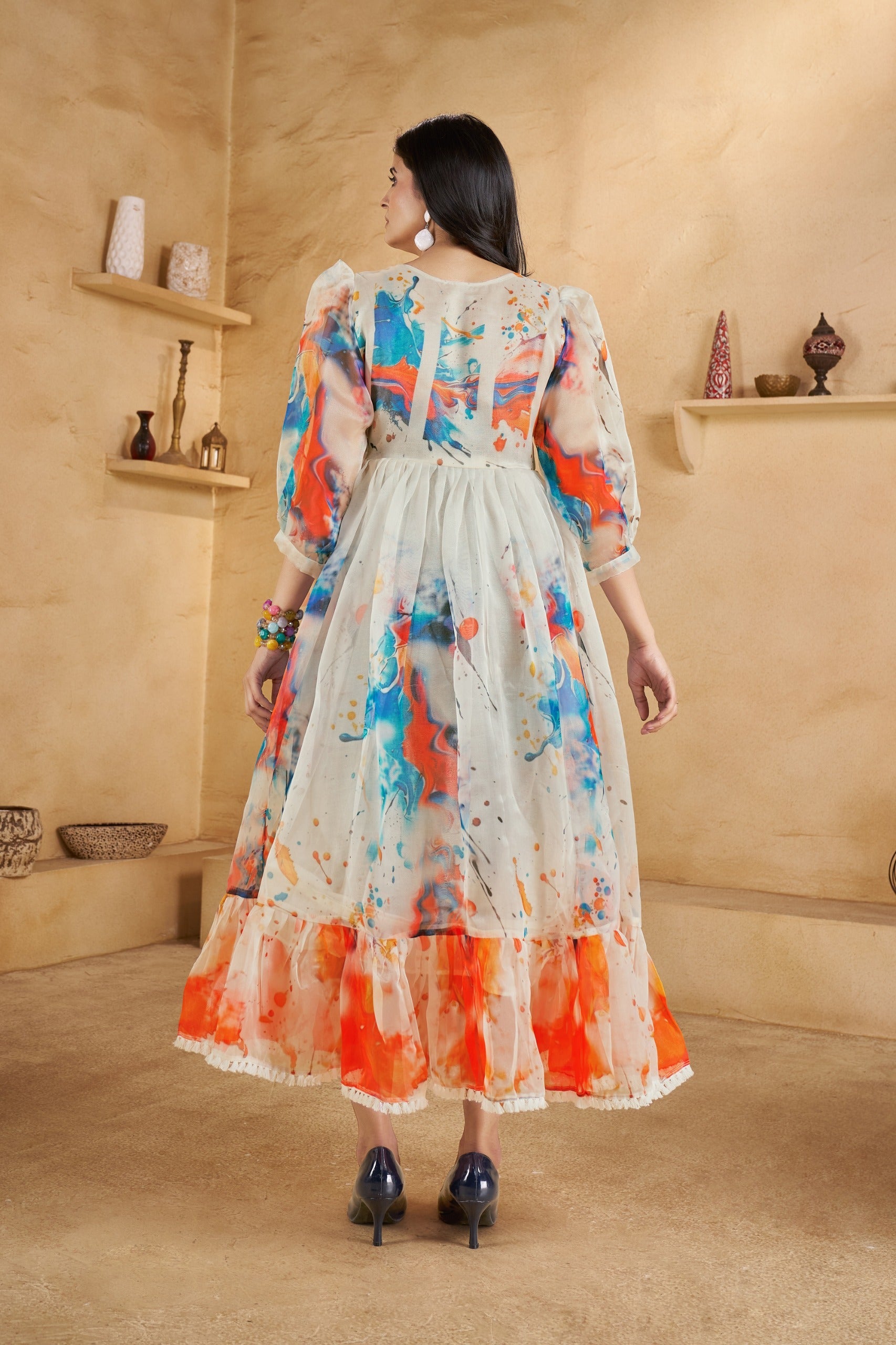 Soofy-Long Western Wear One Piece Dress