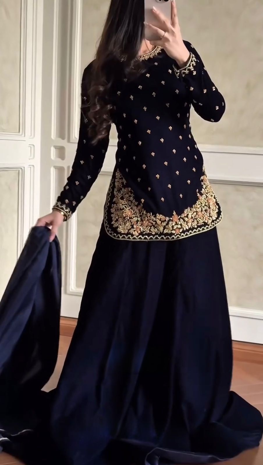 Designer Velvet Winter Suit with Hand Embroidery