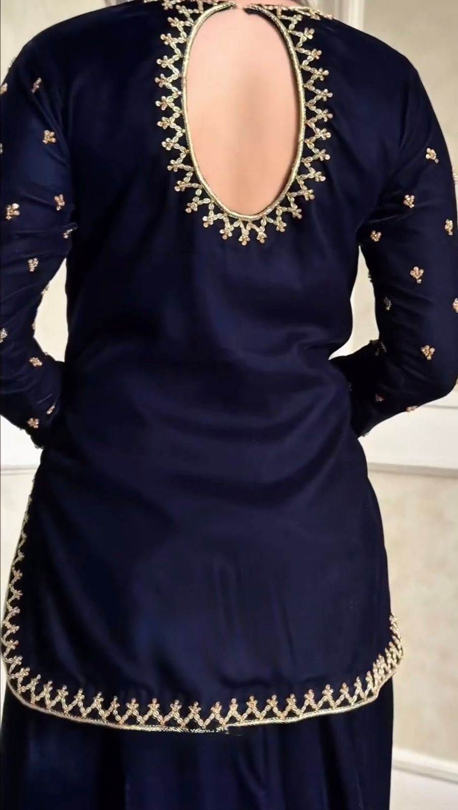 Designer Velvet Winter Suit with Hand Embroidery