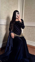 Designer Velvet Winter Suit with Hand Embroidery