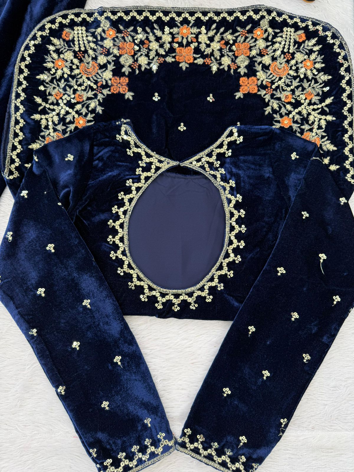Designer Velvet Winter Suit with Hand Embroidery