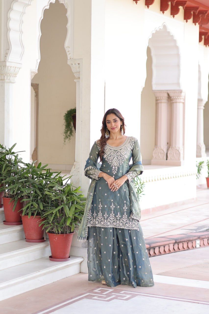 Janki Designer Embroidered Kurta Palazzo Set