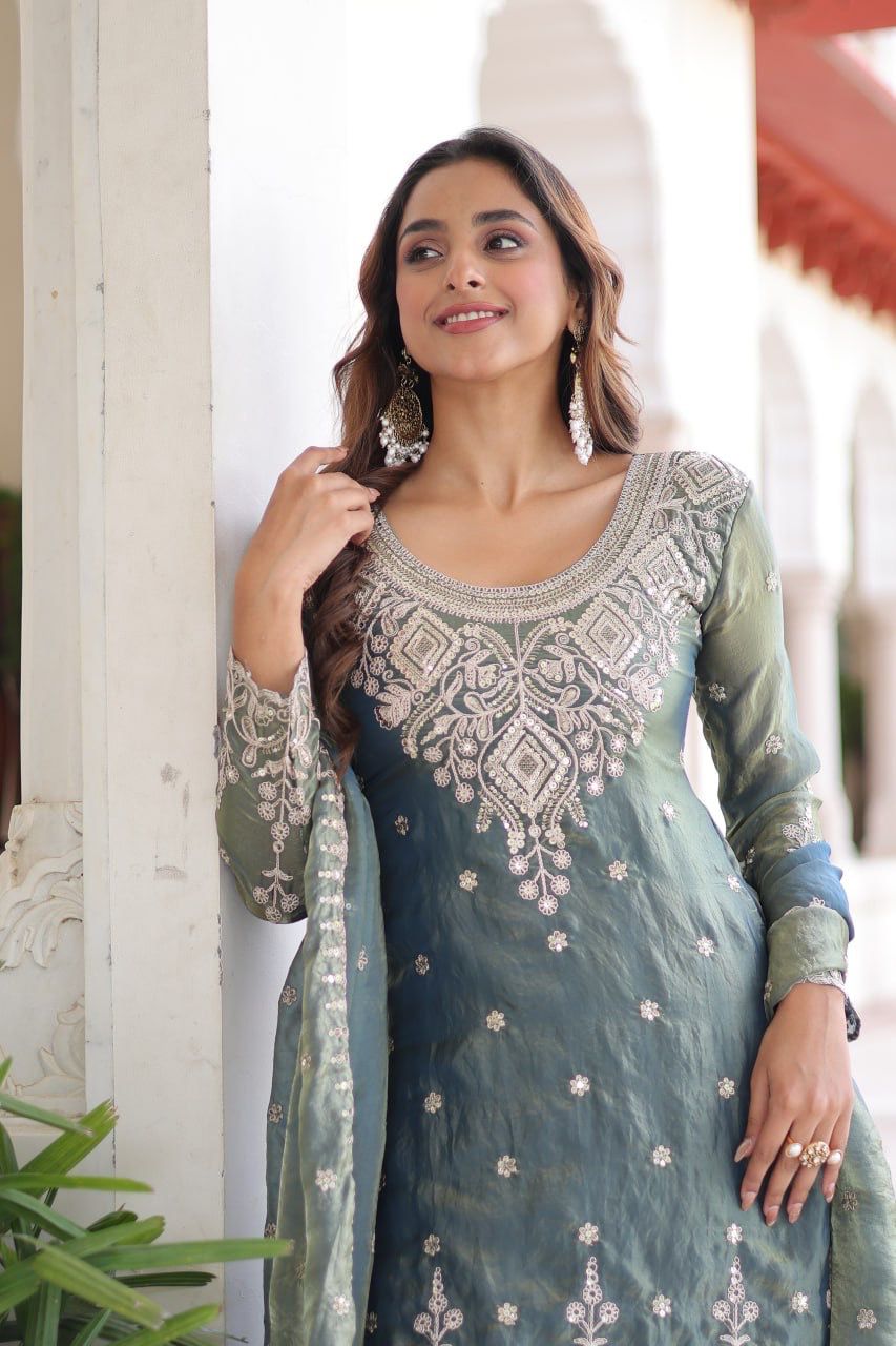 Janki Designer Embroidered Kurta Palazzo Set