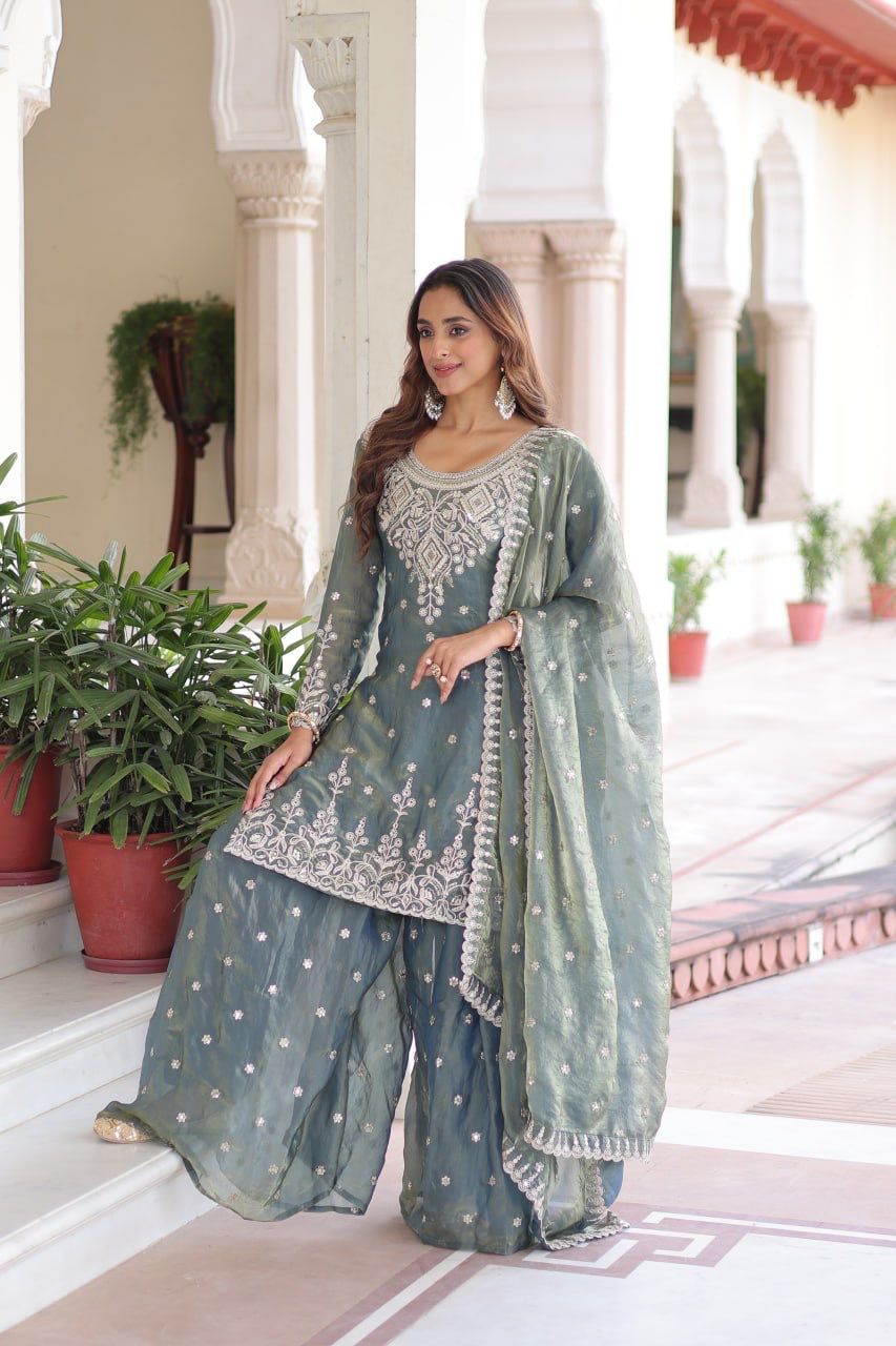 Janki Designer Embroidered Kurta Palazzo Set