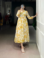 Yellow Studio Flower Print Dress