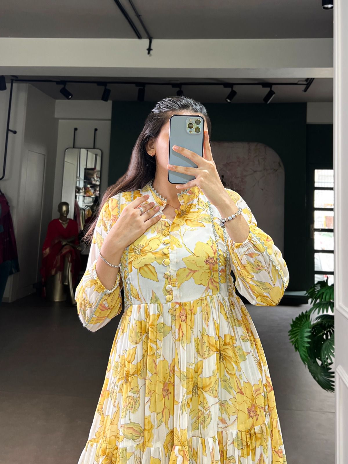 Yellow Studio Flower Print Dress