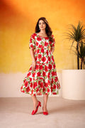 Cyraa Red Western One Piece Dress