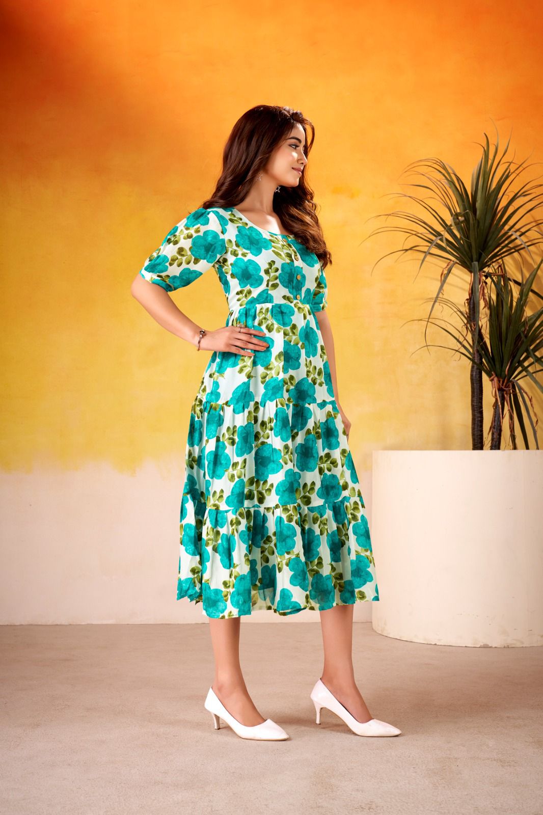 Cyraa Blue Western One Piece Dress
