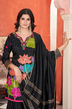 Hayat- Heavy Fancy Kurti Sharara Pair With Dupatta Set