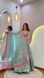 Mint Green Elephant Motif Designer Lehenga Choli