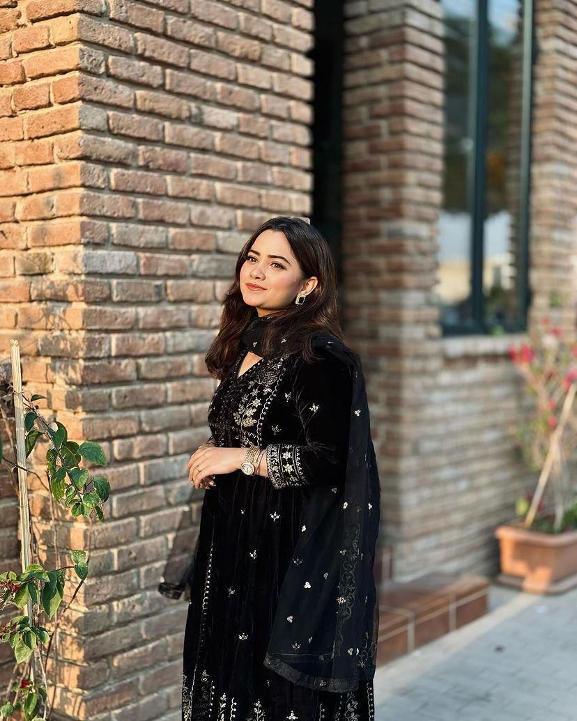 Luxury Velvet Winter Anarkali Set with Dupatta