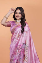 Snyvia Ivory Glow Banarasi Silk Saree with Emerald Accents