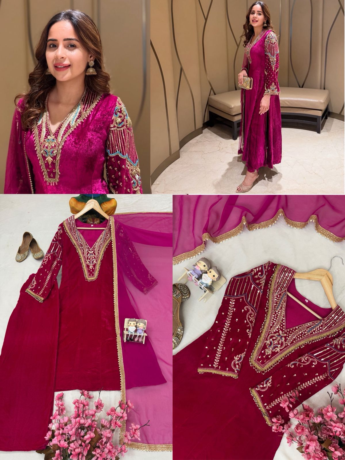Noorani Velvet Kurta Plazo Set