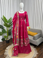 Royal Floral Thread Embroidered Anarkali One-Piece Gown