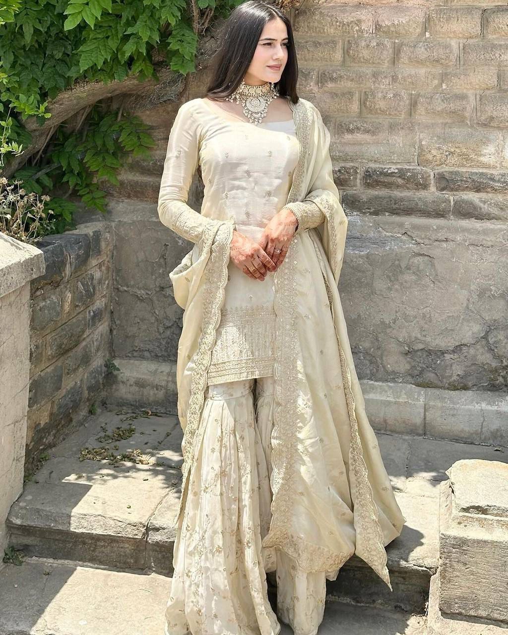 Shehnai White Kurta Sharara