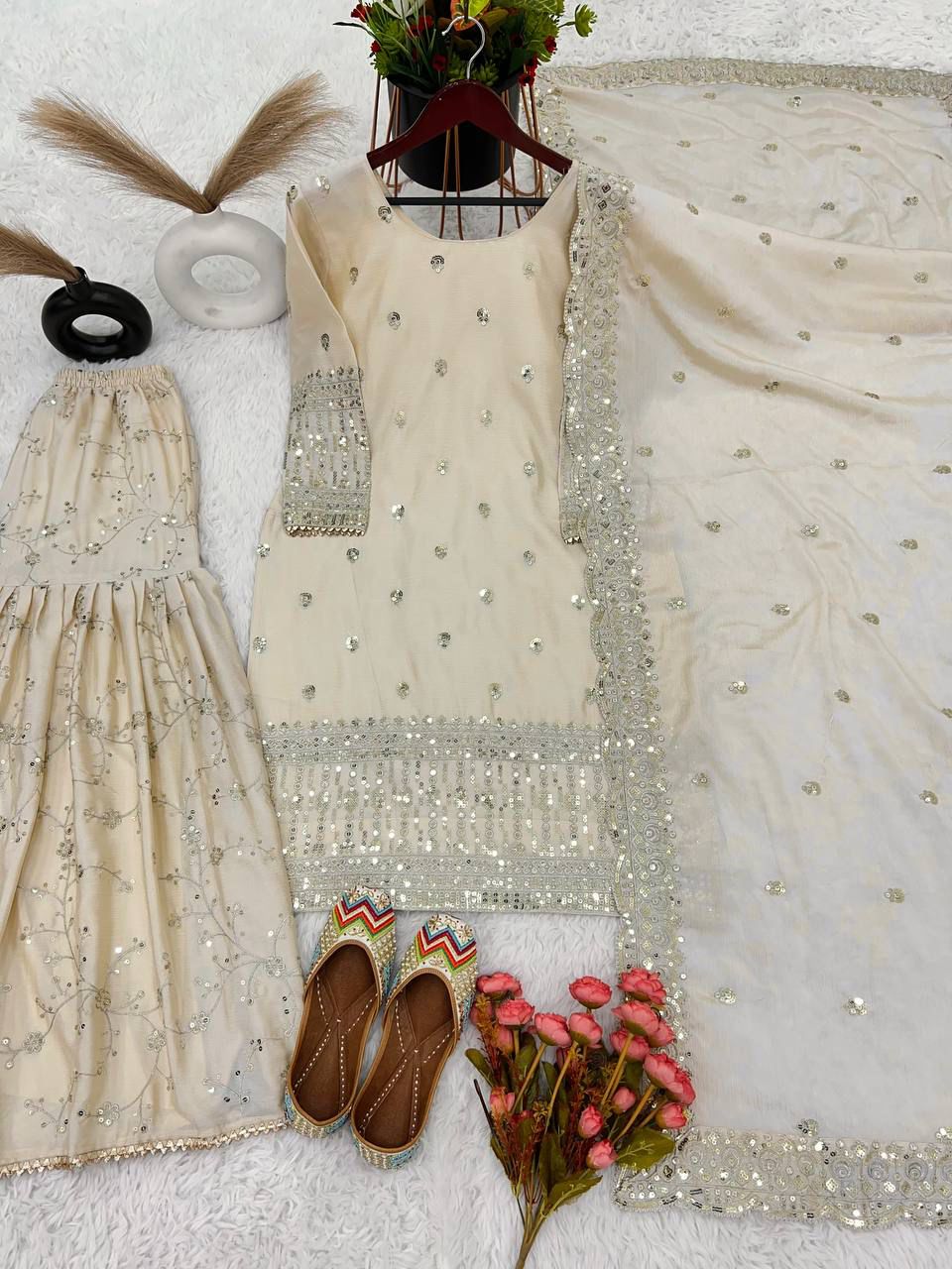 Shehnai White Kurta Sharara
