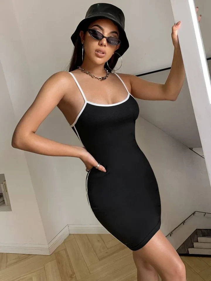 Sleeveless Bodycon Contrast Dress - Snyvia