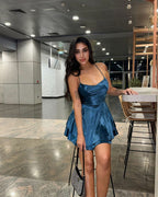 Indico Frill Short Dress